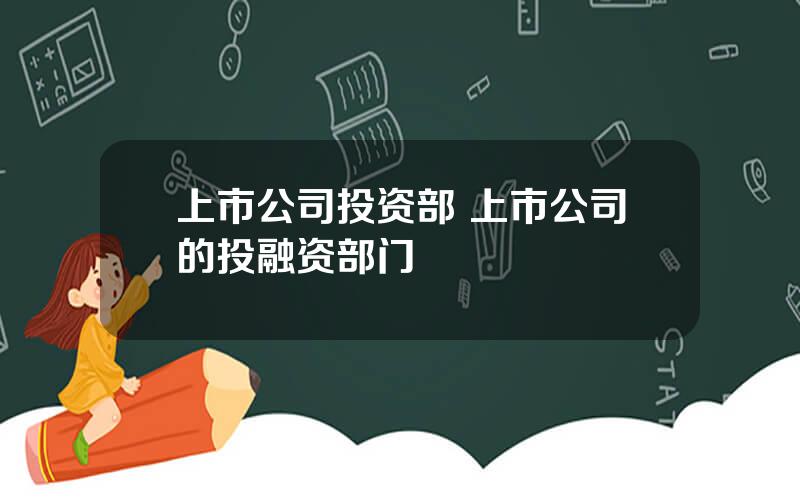 上市公司投资部 上市公司的投融资部门